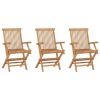 Folding Patio Chairs 3 pcs Solid Teak Wood
