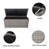 Outdoor Storage Box, 113 Gallon Wicker Patio Deck Boxes with Lid, Outdoor Cushion Storage Container Bin Chest for Kids Toys, Pillows, Towel Grey