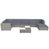 8 Piece Patio Lounge Set with Cushions Poly Rattan Gray
