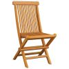 Patio Chairs with Cream White Cushions 4 pcs Solid Teak Wood