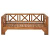 Outdoor Patio Extendable Wooden Sofa Set Sectional Furniture Set with Thick Cushions for Balcony; Backyard; Poolside; Brown Finish+Blue Cushion