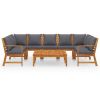 9 Piece Patio Lounge Set with Cushion Solid Acacia Wood