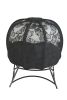 56 H x 50 W x 26 D Outdoor Black Cozy Pumpkin Loveseat with Cushion and Butterfly Design