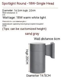 Waterproof Up And Down Spotlight (Option: Warm Light-Black Single Head 18W)