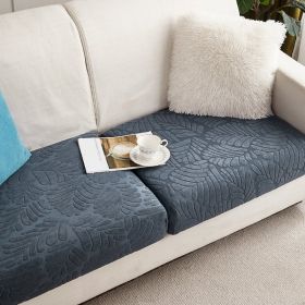 Knitted Elastic Sofa Cover Cushion All-season Universal (Option: Metal grey large leaves-Plus S)
