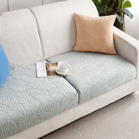 Knitted Elastic Sofa Cover Cushion All-season Universal (Option: Light grey large leaves-Plus M)