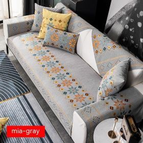 Bohemian Sofa Cushion Four Seasons Universal Chenille Non-slip Cover (Option: Gray-90 × 90)