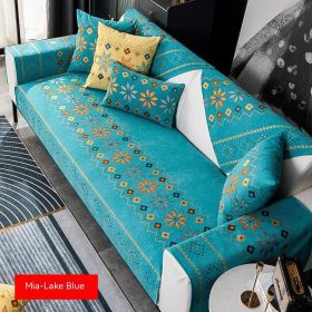 Bohemian Sofa Cushion Four Seasons Universal Chenille Non-slip Cover (Option: Lake Blue-90 × 210)