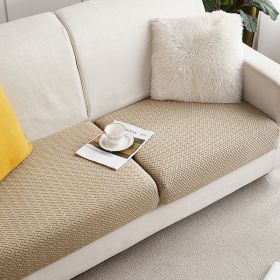 Knitted Elastic Sofa Cover Cushion All-season Universal (Option: Light camel color-Plus L)