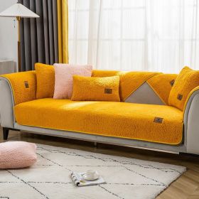 Sofa Cushion Thickness Winter Lambskin Thickened Fleece Cushion (Option: Yellow-90X210CM)