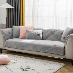 Sofa Cushion Thickness Winter Lambskin Thickened Fleece Cushion (Option: Gray-110X240CM)