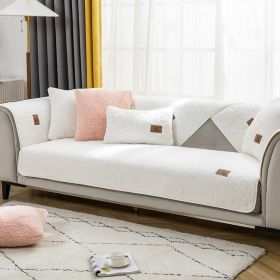 Sofa Cushion Thickness Winter Lambskin Thickened Fleece Cushion (Option: White-70x120cm)