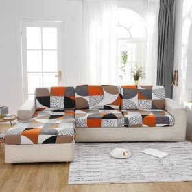 Milk Silk Printed Sofa Seat Cover Stretch Sofa Cushion Cover (Option: Geometry-Four People)
